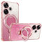 YUEQIAN Cover Glitterata per Xiaomi Redmi 13 4G/Xiaomi Poco M6 4G, Ultra Sottile Brillantini Anello Supporto Ragazza Custodia, Scintillante Trasparente Morbido TPU Antiurto Case. Rosa