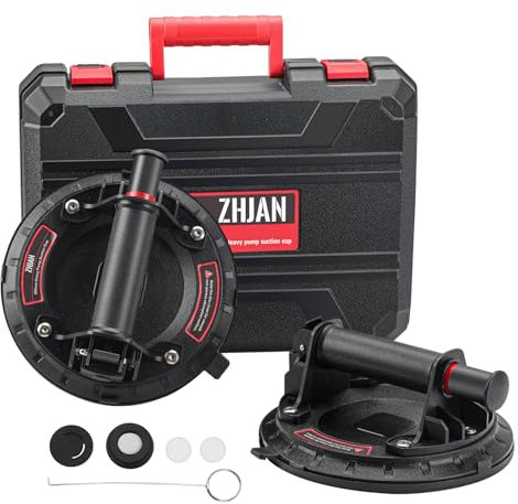 ZHJAN Ventouse Carrelage 2 Pièces,Ventouse Vitre Professionnelle avec Boîte à Outils Portable,Ventouse Vitrier Pour Vitre, Plaques, Carrelage,Capacité de levage de 160 kg
