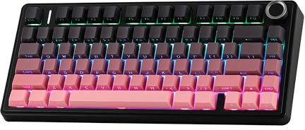 EPOMAKER X Aula F75 75% Gaming-Tastatur Kabellos, Tri-Mode Bluetooth/2.4GHz/USB-C Creamy Mechanische Tastatur Hot Swap, mit 5-lagiger Padding&Knopf, NKRO, RGB (Schwarz Rosa)