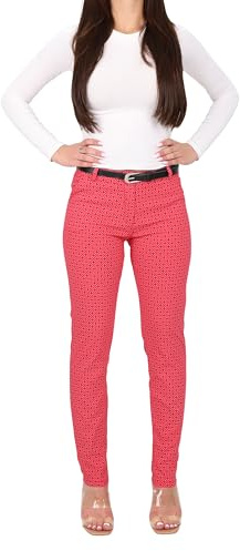Malito - Damen Chinohose lang - schicke elastische Comfort Hose - festlich elegant mit Gürtel 1032 (S-XXL)