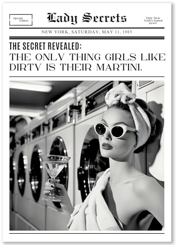Happymotive – Poster im Zeitungsstil Vintage A4 | Wandbilder im Retro-Design | Typografie | Wanddeko für Wohnzimmer, Büro & Schlafzimmer | Premium Druck auf 300g Papier (Dirty Martini)