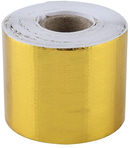 Haosie Ruban Adhésif Aluminium Doré 10m*5cm Pare Chaleur Adhesif | 1 Rouleau, Isolant Thermique Autoadhésif, Isolant Réfléchissant Voiture, Pour Pare-Feu, Capot Moteur