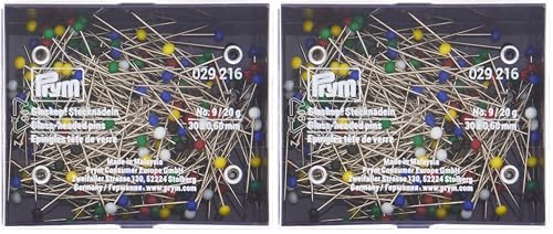 Prym PRYM_029216-1 Glass-Headed Pins No. 9 Assorted col 0.60 x 30 mm (Pack of 2)