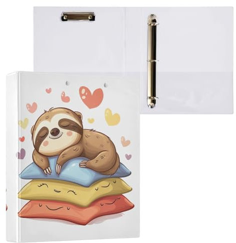 Lehrerbuch mit niedlichem Faultier, schlafend auf Kissen, 3 Ringe, 3,8 cm, Ordner für Büro