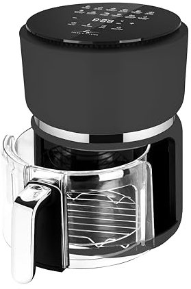 Kelen and Willian Heißluftfritteuse Airfryer aus Borosilikat-Glas 3L - BPA, PFAS & PTFE frei schwarz