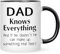 HilihoHaven DAD Knows Everything Funny Dad Mug Ceramic Coffee Cup Insulated for Hot Drinks Hand Wash Only Father's Day Christmas, Birthday Gifts from Youngsters Daughter Son (White)