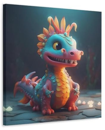ZOZO HOUSE A Colorful Angry Dragon Is Watching You Poster 20x20inch(50x50cm)