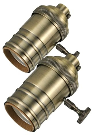 Operitacx 2 Stück Retro Pendellampenhalter aus Aluminium und Kupfer mit Ausschalter Vintage Lampenfassung für Selbstgemacht Leuchten und Heimdekor