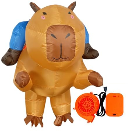 Blasenkostüme – aufblasbares Capybara-Tierkostüm, lustiges Halloween-Partyoutfit, bequeme Kleidung mit Ventilator | Urkomisches Festivalkostüm für Männer und Frauen