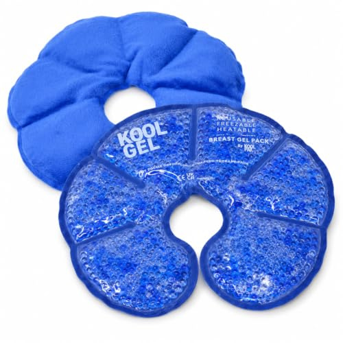 Kool Gel Set of 2 Reusable Breast Hot & Cold Therapy Packs 18 x 21cm | For Breastfeeding Pain Relief – Heatable & Freezable Therapy for Mastitis, Engorgement, Blocked Ducts & Tenderness