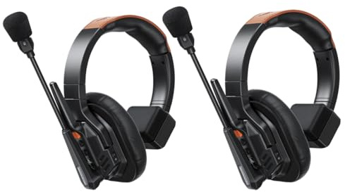 XUMIUZIY Wireless Intercom Headset System, Full Duplex Communication Headset with AI and ENC Noise Reduction, 2 Pcs Single Ear Headsets, 500m Range for Team Communication