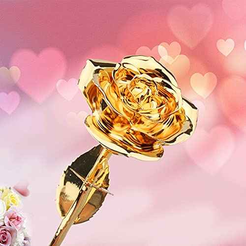 Jeanoko Für Immer in Gold Getauchte Rose mit Langem Stiel, Einzigartiges Geschenk Zum Muttertag, Geburtstag, Jahrestag, in Echtes Gold Getauchte Rose mit Geschenkbox