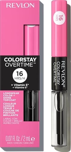 Revlon Colorstay Overtime Lipcolor, Keep Blushing | Dual-ended liquid lipstick with clear lip gloss. Moisturizing ingredients. Won't smudge, bleed or feather.