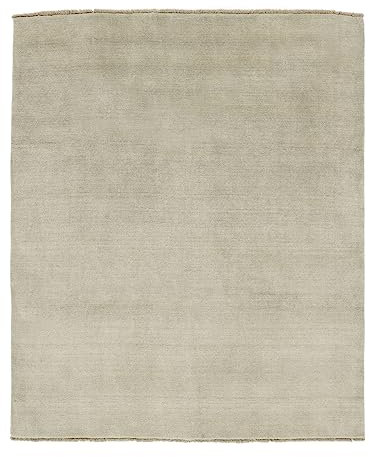 RugVista, Handloom Fringes, Teppich, Mittelflor, 200 x 250 cm, Rechteckiger, Wolle, Flur, Schlafzimmer, Küche, Wohnzimmer, Grau/Hellgrün, Grau