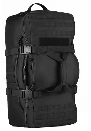 HUNTVP 60L Taktisch Rucksack Militärisch Wanderrucksack MOLLE Trekkingrucksack Wasserdicht Bundeswehr Bergsteigertasche XXL Military Armee Backpack Groß Kapazität für Wandern Trekking - Schwarz
