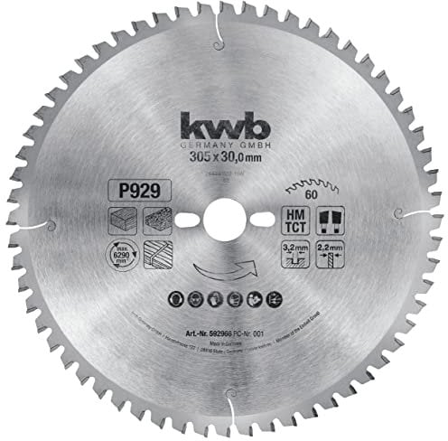 kwb lama per sega circolare 305 x 30 mm, taglio molto fine, adatta per piani di lavoro, legno e pannelli rivestiti