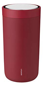 Stelton to-Go Click - Thermobecher, doppelwandige Isolierflasche - Rostfreier, auslaufsicherer Kaffeebecher/Teebecher mit Smart-Click-Deckel - Heiße & kalte Getränke - 0,2 Liter,Soft Warm Maroon