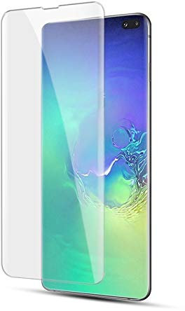 ZAORUN Film en Verre Trempé UV Liquide Incurvé Full Colle Compatible avec Galaxy S10 Plus, Support de Déverrouillage d'empreintes digitales Smartphone Accessoires