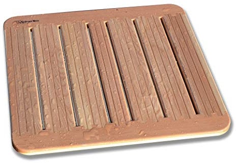 Castelmerlino Tarima para ducha en madera de alerce con juntas de cola de milano 59x59 cm para platos 80x80 cm
