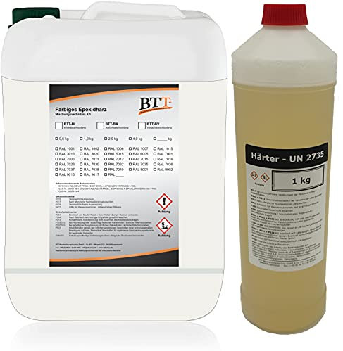 BTT-BV Verlaufsbeschichtung Epoxidharz Bodenbeschichtung Industriebeschichtung Lagerhalle Bodenfarbe 10kg RAL 9016