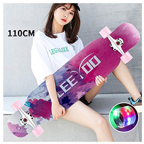NENGGE Longboard Straßen Skateboard 110cm / 120cm Erwachsene Profi Vierrädriges für Jungen Mädchen Skateboards Erwachsene Kinder Anfänger Bürsten Straßenbrett,K