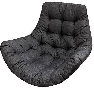 PillowPrim Hängesessel Kissen, Auflage für Polyrattan/Rattan Hängeschaukel, Polster, Hängekorb, Schaukel Korb, Schaukelkissen Rückenkissen in der Farbe Schwarz