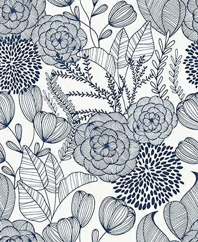 NuWallpaper 2020 Secret Garden Indigo, bleu marine