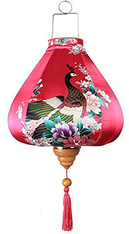Jingyun, lanterna da appendere in stile cinese, decorazione per sushi, paralume in carta da appendere, in seta e raso, colore: fucsia