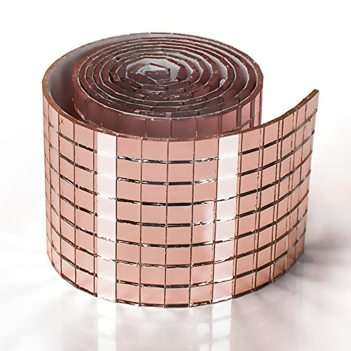 Art3dwallpanels 1888 mattonelle adesive per mosaico a specchio, piastrelle quadrate per piccole piastrelle a specchio, adesivo per fai da te, discoteca (oro rosa), A16WP343