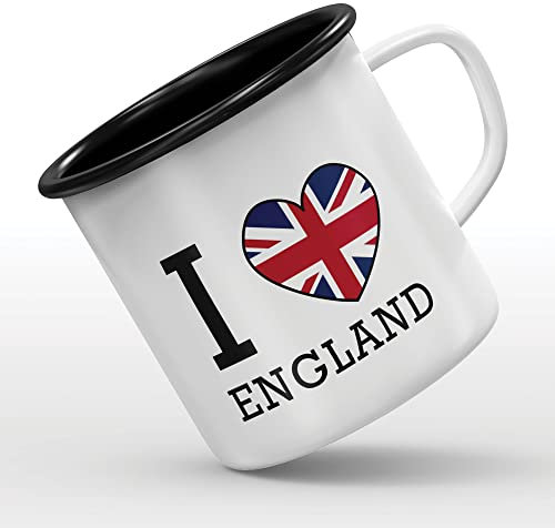 Mygoodprice MUG tasse émaillée au motif I love drapeau angleterre