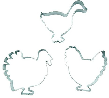 BekkiB - 3er Set Ausstechformen Hühnerhof - Ausstecher aus Edelstahl, spülmaschinengeeignet - 531843