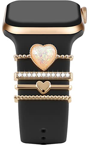 Anelli decorativi in metallo Loop compatibili con Apple Watch Cinturino in silicone Gioielli Inciso Faith Blessed Loops Charms per iwatch Series 10/9/8/7/6/5/4/3/se per bracciali da donna