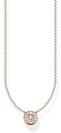 THOMAS SABO Kette Kreis mit weißem Stein aus 925er Sterlingsilber mit zarter 750er Roségold-Vergoldung, KE1881-416-14-L45v