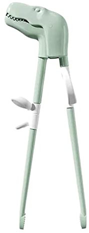 VALINK Palillos de entrenamiento para niños, palillos de dinosaurio de dibujos animados, palillos de práctica antideslizantes, palillos auxiliares para niños para comer verde