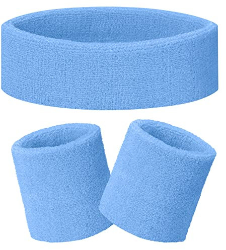 Becellen 3 Piezas Muñequeras Cinta Pelo Deporte, Absorbentes Sudor Muñequera para Tenis Gym Cinta Cabeza Diadema Deportiva Headband para Hombre Mujer