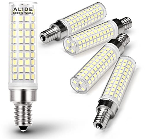 ALIDE E12 10W 6000K LED Candelabra Bulbs 100w Equivalent 1200lm 0.73 * 3.15inch, Non-dimmable, 5Pack