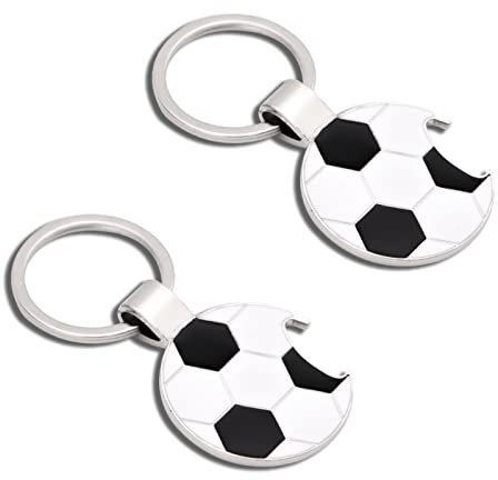 JiaerlZeki 2 Pcs Football Shaped Beer Opener Keyring Bottle Opener Key Ring Football Key Chain for Men, Women