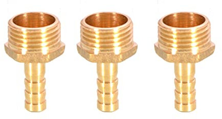 Lot de 3 raccords de tuyau en laiton massif barbelés vers filetage mâle BSP 8 mm à 1,27 cm pour air, eau, carburant, huile et gaz