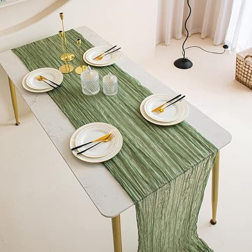 YUWEN 10 stücke 90 * 300 cm Käse Tuch Gaze Tischläufer Rustikale Hochzeit Tischdecke Boho Hochzeitsempfang Weihnachten Tischläufer