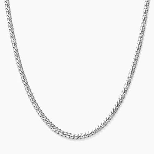 DOTBJ 2mm Panzerkette Herren Damen 925 Sterling Silber Cuban Link Chain Kubanische Kette Halskette 55cm