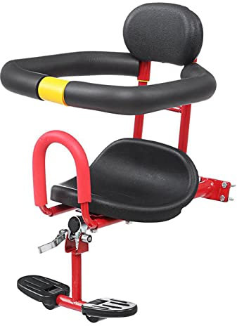 Seggiolino per bici, Comodo seggiolino per bici per bambini in lega di alluminio, Accessori per biciclette a montaggio anteriore con braccioli Pedali Gancio di fissaggio in metallo Cuscino Rianpesn