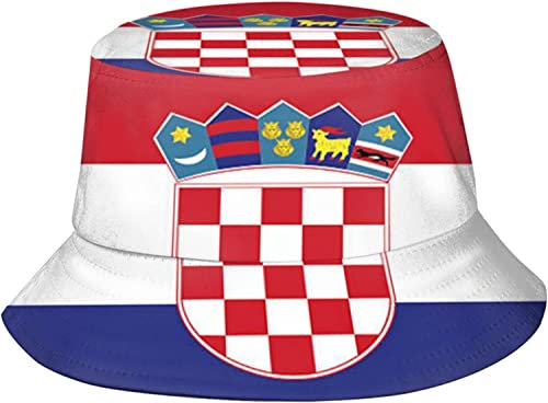 XVBCDFG Eimerhüte, Flagge von Kroatien, Sommer, Reisen, Strand, UV-Sonnenhut, Outdoor-Kappe für Männer und Frauen