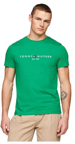 Tommy Hilfiger Men Tommy Logo Tee S/S T-Shirts, Green, S
