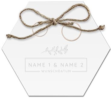 Acrylglas Ringkissen personalisiert zur Hochzeit Standesamt mit Lasergravur mit individuellen Namen und Datum klein und modern - Namensbox