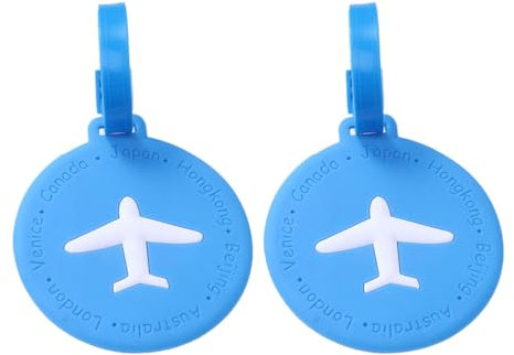 PACKOVE 2 Pièces Étiquette De Bagage Étiquettes De Valise En Silicone Étiquette De Valise Étiquettes à Bagages En Silicone Cartes De Nom De Bagages Gel De Silice Voyage Avion Rond