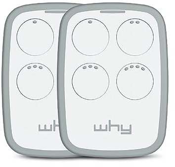 1Control WHY, 2 Radiocomandi Universali a 4 Tasti, Apre Cancelli e Porte Garage Controllati da Remoto, Copia fino a 750 Radiocomandi Rolling Code, Controlla fino a 4 Accessi, Bianco, Made in Italy