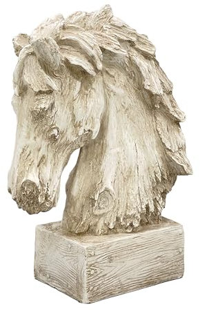 Galt International 45,7 cm Pferdekopf Kunstharz Holzoptik Tischskulptur Kaminsims Eingangstisch Foyer Heimdekoration Statue (Beige)
