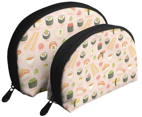 Make-up-Tasche, Reise-Kosmetiktasche, 2-teilig, tragbares Clutch-Beutel-Set, Beutel-Organizer, Kawaii-Sushi
