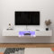 Pmnianhua Floating TV Stand with LED Lights, Wall Mounted TV Cabinet with Glass Door and 2 Drawers, Wooden Entertainment Media Console Center Large Storage Shelf Under TV (180cm, White)