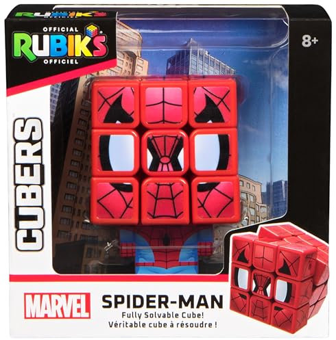 Rubik's Cube, Cubers - Spider-Man, 3x3 Marvel Zauberwürfel im Spider-Man-Design, mit coolem Zubehör: Körper, Ständer - die Superhelden-Challenge, ab 8 Jahren